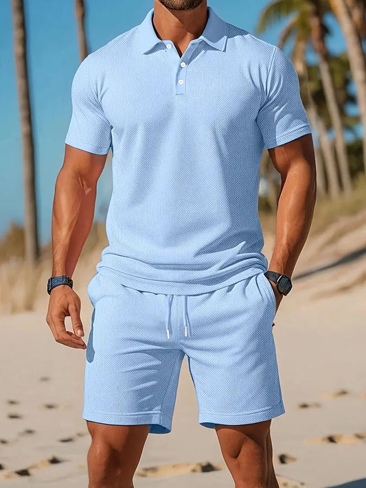 Conjunto de verano de 2 piezas para hombre - Ligero, deportivo y casual