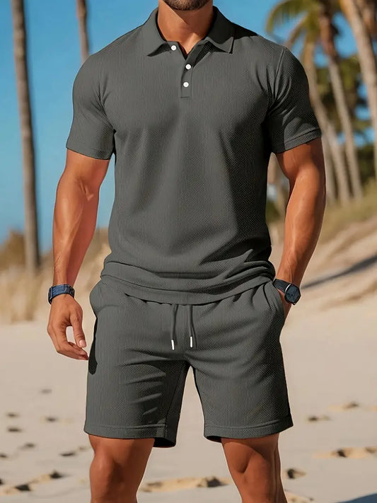 Conjunto de verano de 2 piezas para hombre - Ligero, deportivo y casual